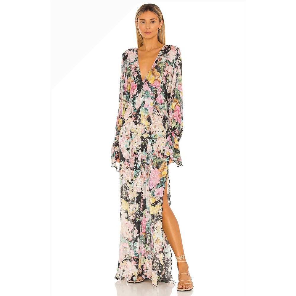NWT HEMANT and NANDITA x Revolve S Small Floral Teien Caftan Maxi Dress $425 New